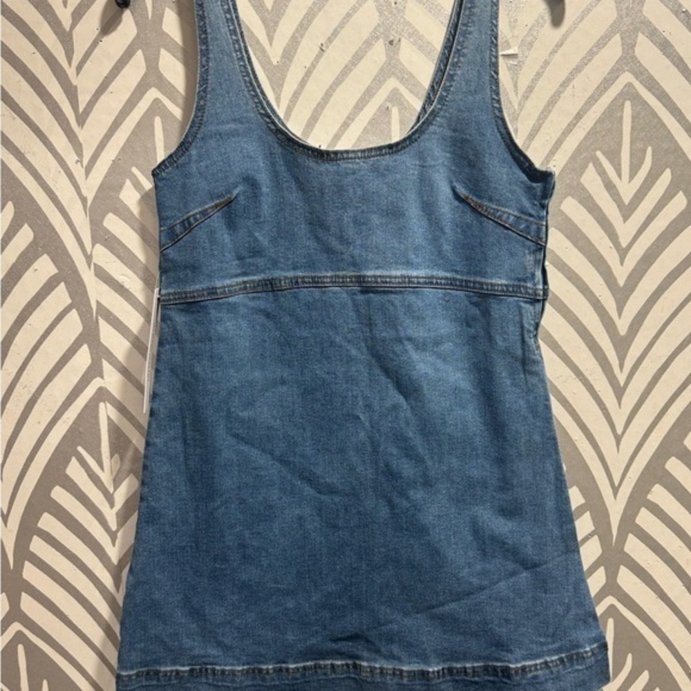 Princess Polly Denim Mini Dress Blue Tank Scoop Neck Sleeveless 0 - Picture 3 of 8